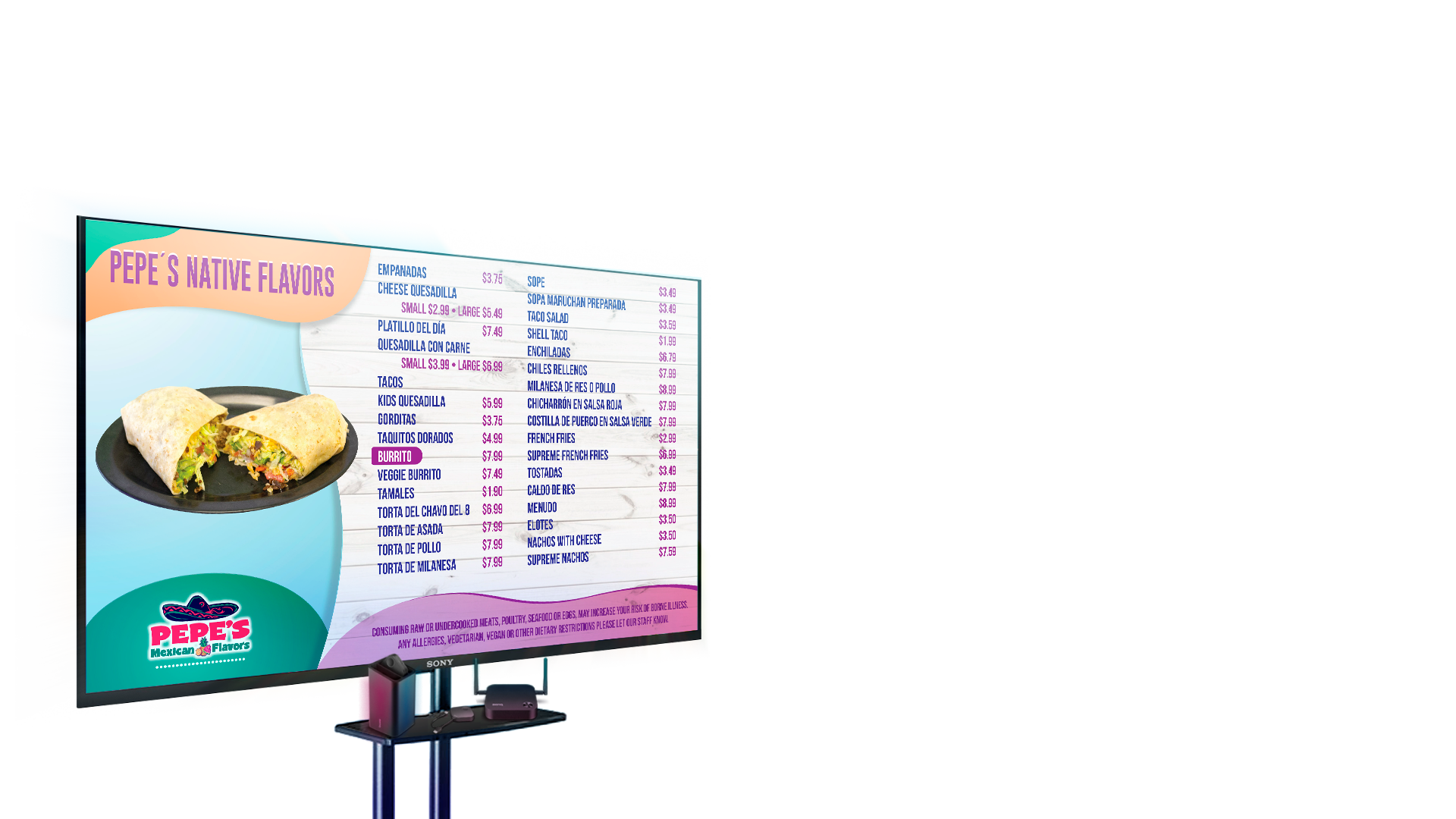 Digital menu board preview